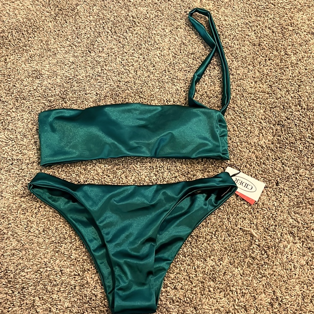 Cider emerald green satin bikini